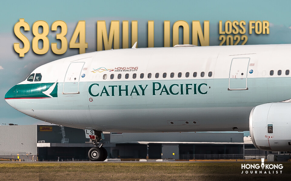 Hong Kong's Cathay Pacific Posts $834 Million Loss for 2022